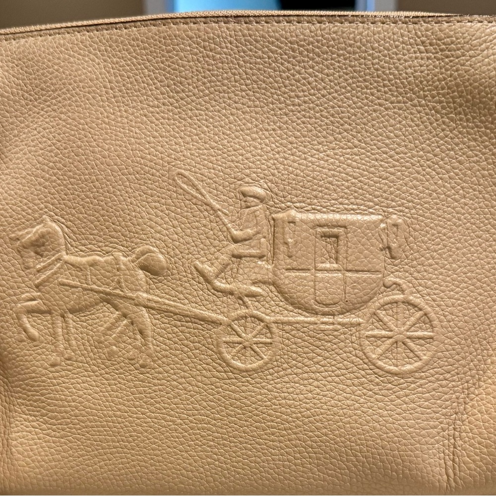 Coach Beige Embossed Leather Tote